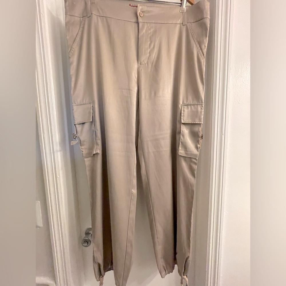 Dressy satin cargo pant Size 18, NWOT